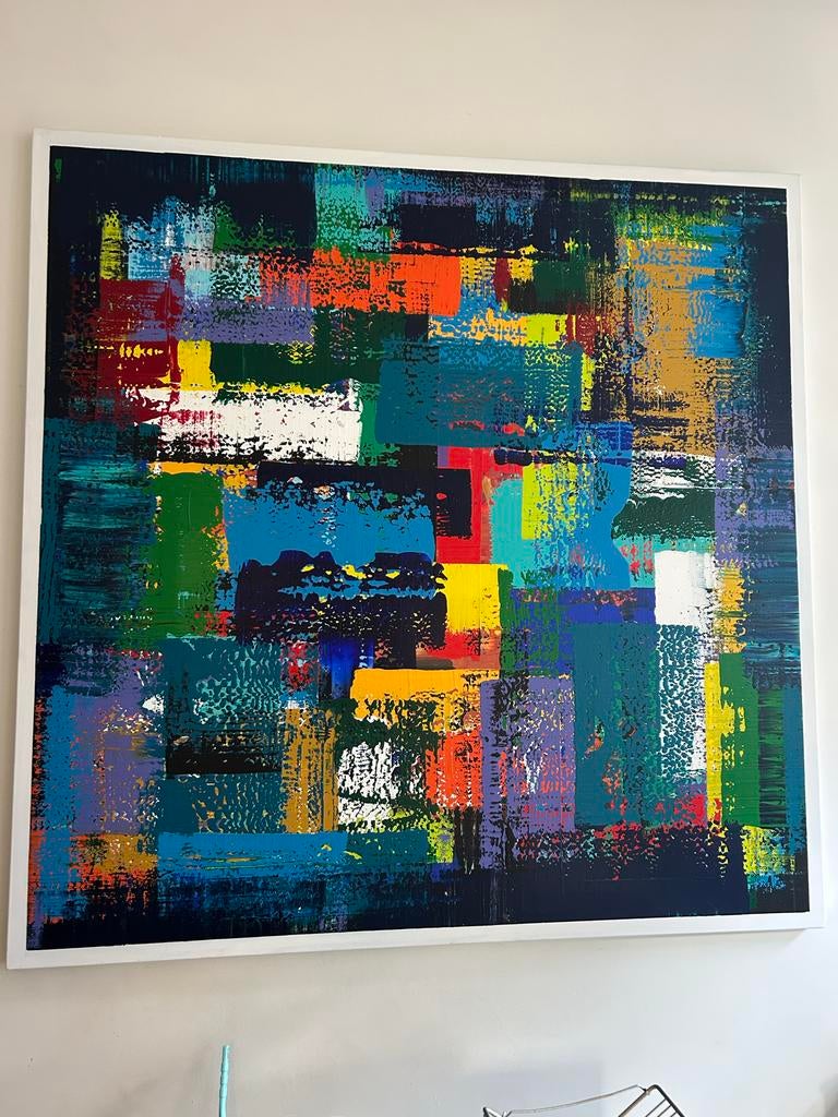 Gerrit Knikker abstract schilderij - 190x190 cm, Ophalen