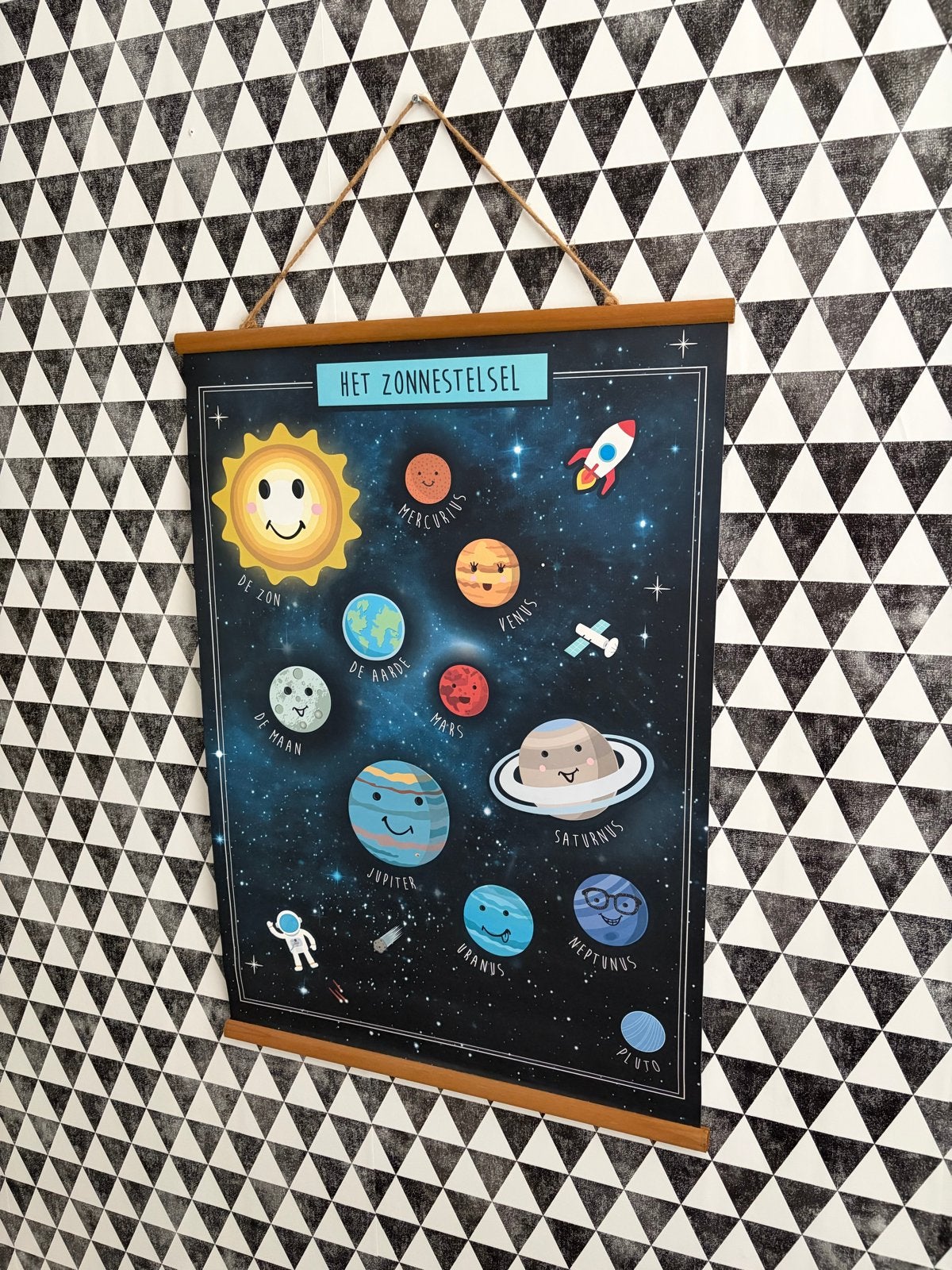 Educatieve Poster: Het Zonnestelsel voor Kinderen, Ophalen, Meerkleurig, Nieuw, Modern