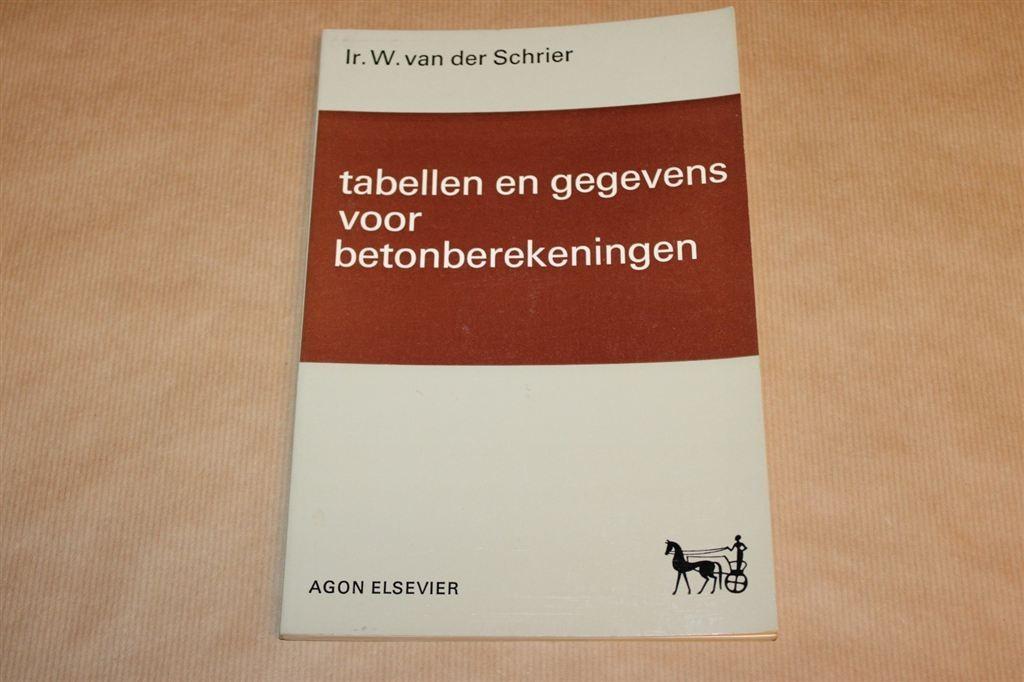 Tabellen en gegevens voor betonberekeningen - v/ Schrier, Ophalen of Verzenden, Zo goed als nieuw, Bouwkunde