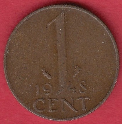 Nederland 1 Cent 1948 (Wilhelmina), Verzenden, Koningin Wilhelmina, 1 cent, Losse munt