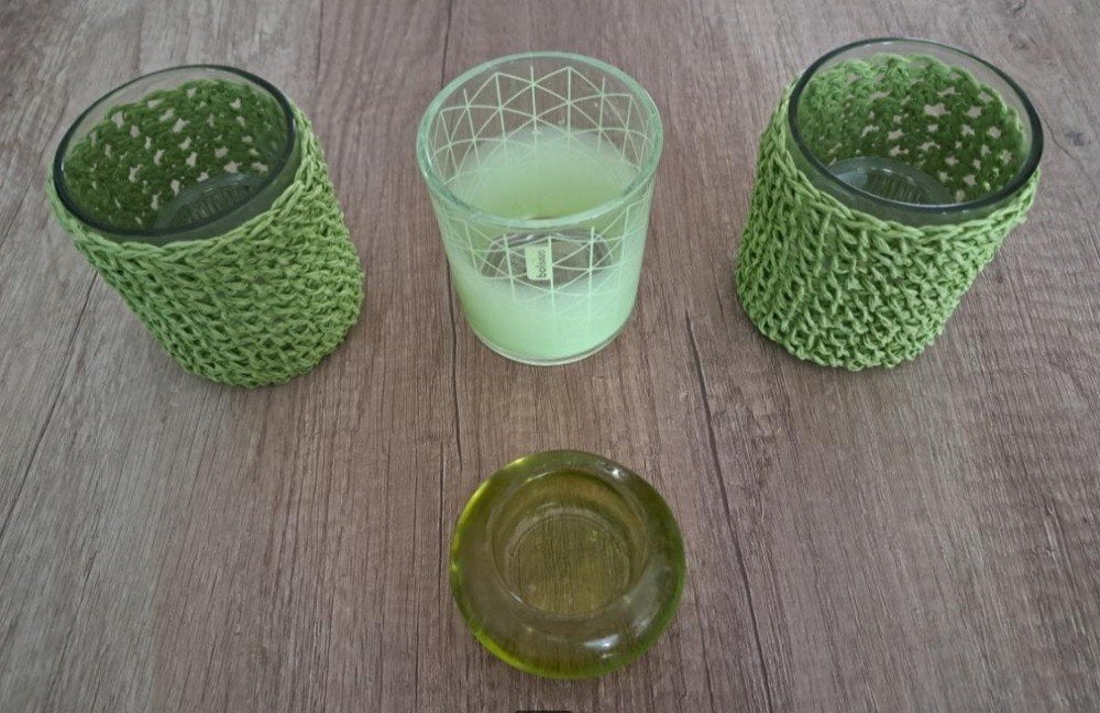 4 Groene theelichtjeshouders, Ophalen of Verzenden