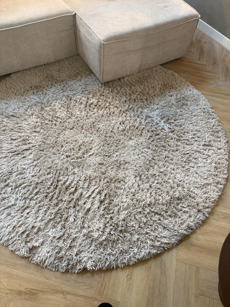 Vloerkleed Karwei Sintra Beige rond 200 cm, Ophalen, Gebruikt, Beige, Rond