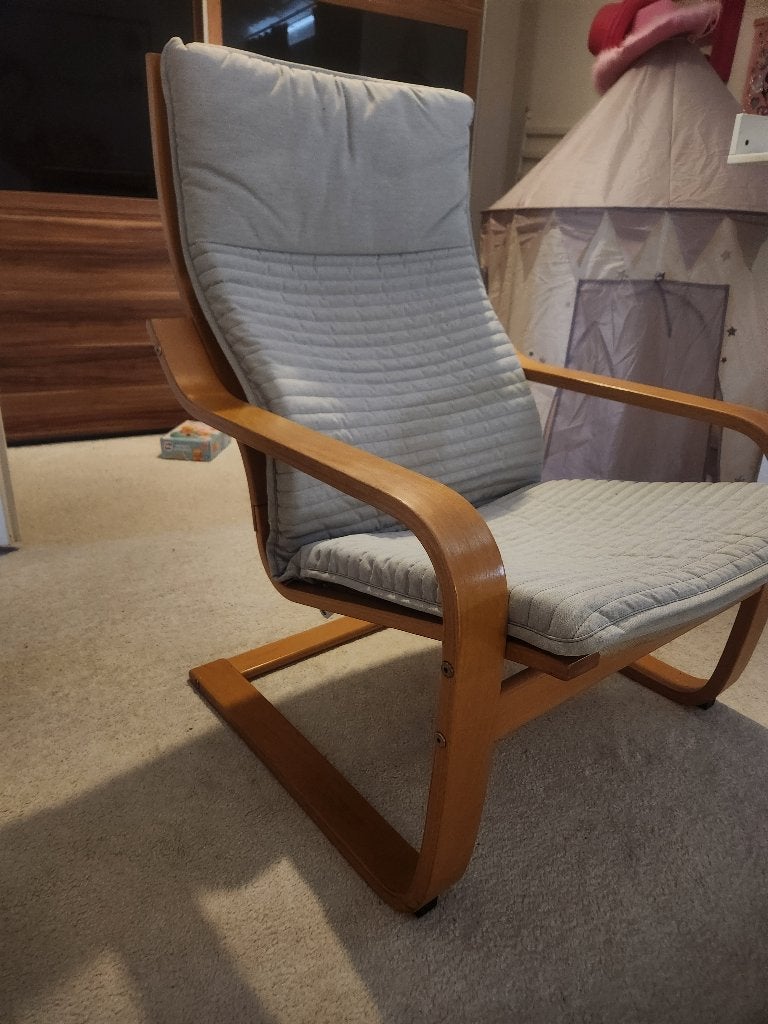Ikea poäng stoel met kussen, Ophalen, Zo goed als nieuw, Stof, Eén