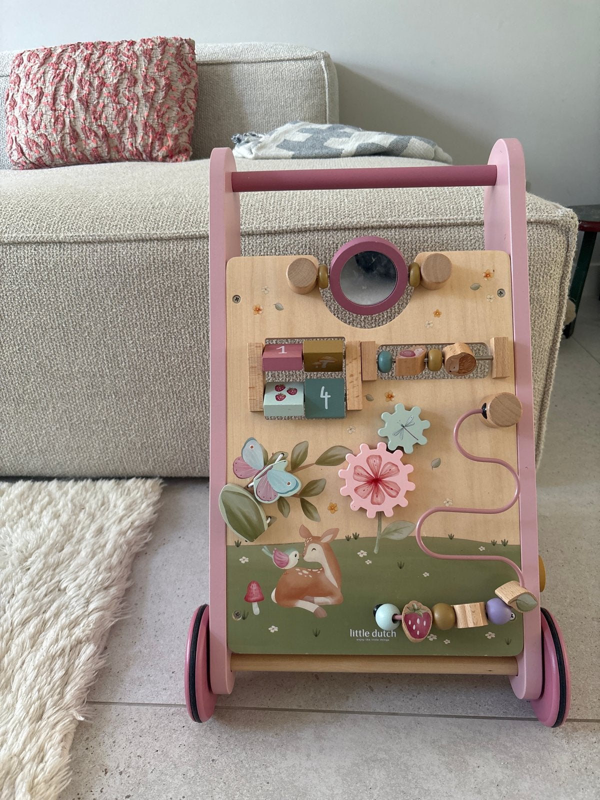Little Dutch Houten Loopwagen Roze - Zo goed als nieuw, Kinderen en Baby's, Speelgoed | Houten speelgoed, Ophalen, Zo goed als nieuw