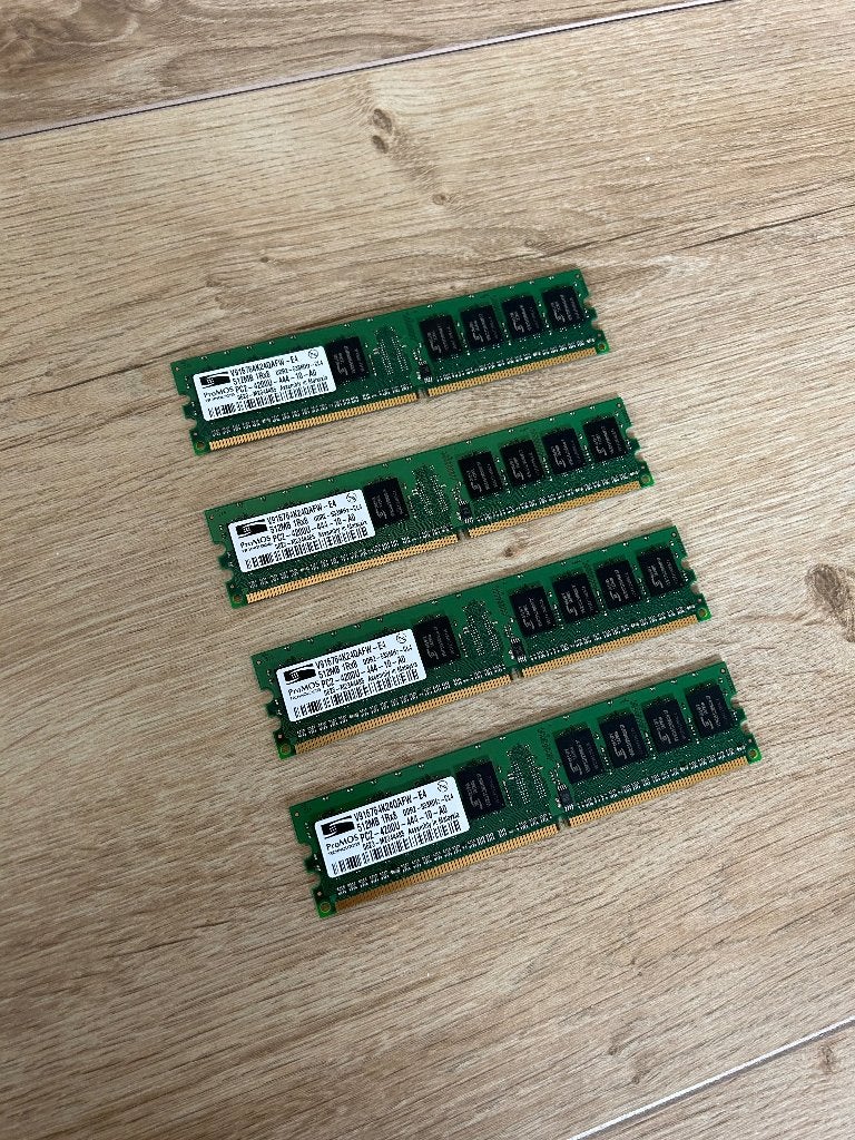 4x ProMOS DDR2 512MB 1Rx8 RAM geheugen, Computers en Software, RAM geheugen, Ophalen of Verzenden, DDR2, Desktop