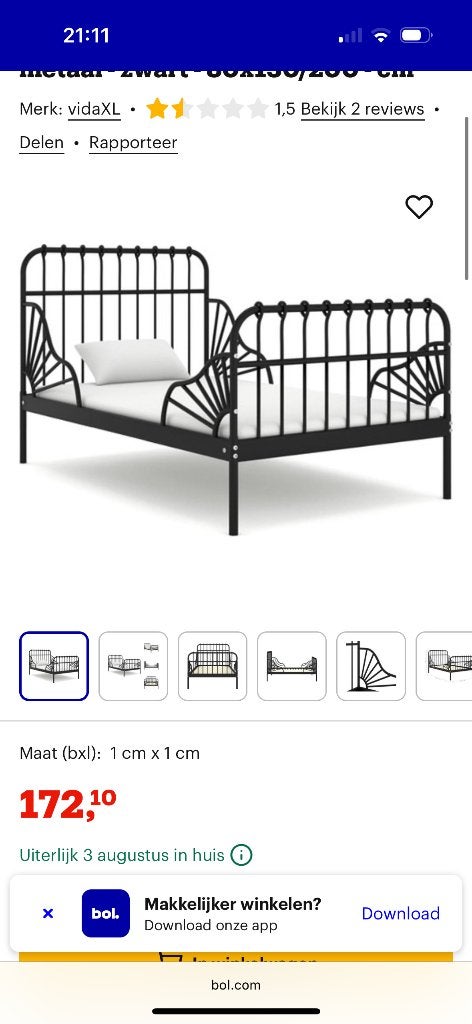 Bed, Ophalen, Verstelbaar, 90 cm, Modern klassiek
