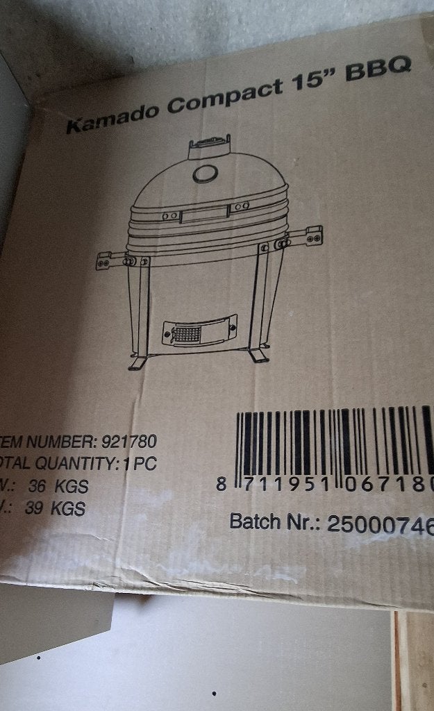 Kamado compact 15 `` BBQ, Tuin en Terras, Houtskoolbarbecues, Ophalen, Nieuw