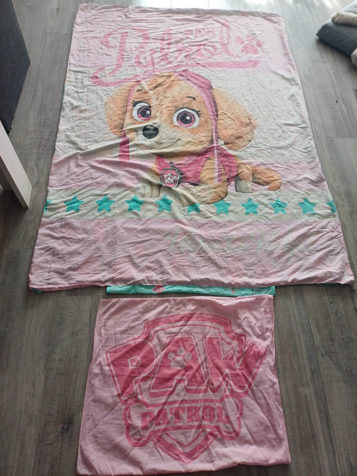 Dekbedovertrek & kussensloop Paw Patrol Sky eenpersoons, Gebruikt, Overige merken, Jongetje of Meisje, Ophalen of Verzenden
