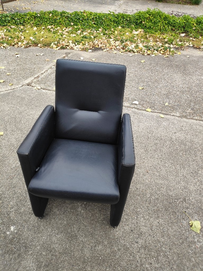 Zwarte leren stoel, Ophalen, Gebruikt, Zwart, Eén