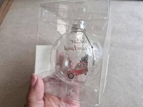 Glazen kerstballen met kerstauto 10cm h, Diversen, Kerst, Evora, Onbekend, Nieuw, Ophalen of Verzenden