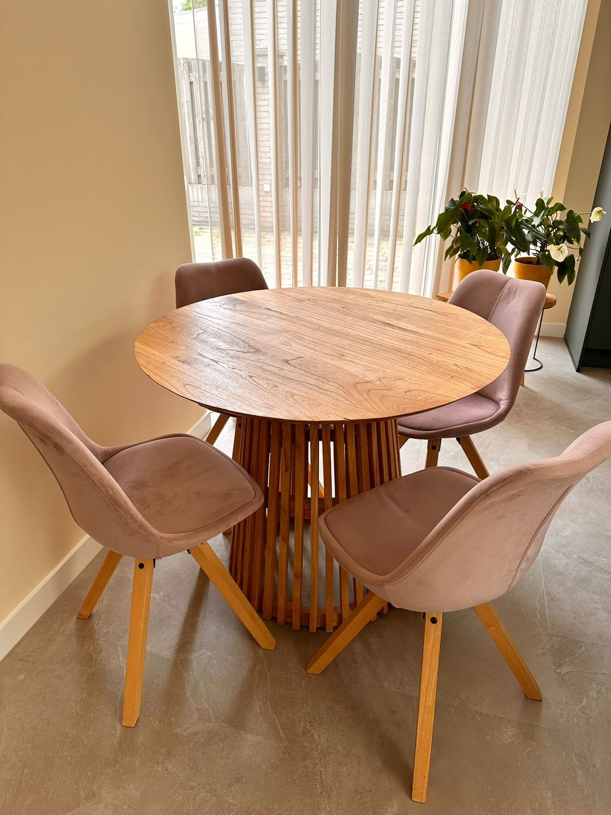 Ronde eettafel Ø100 cm, acacia hout, Sklum, Ophalen, 100 tot 150 cm, Rond, 50 tot 100 cm
