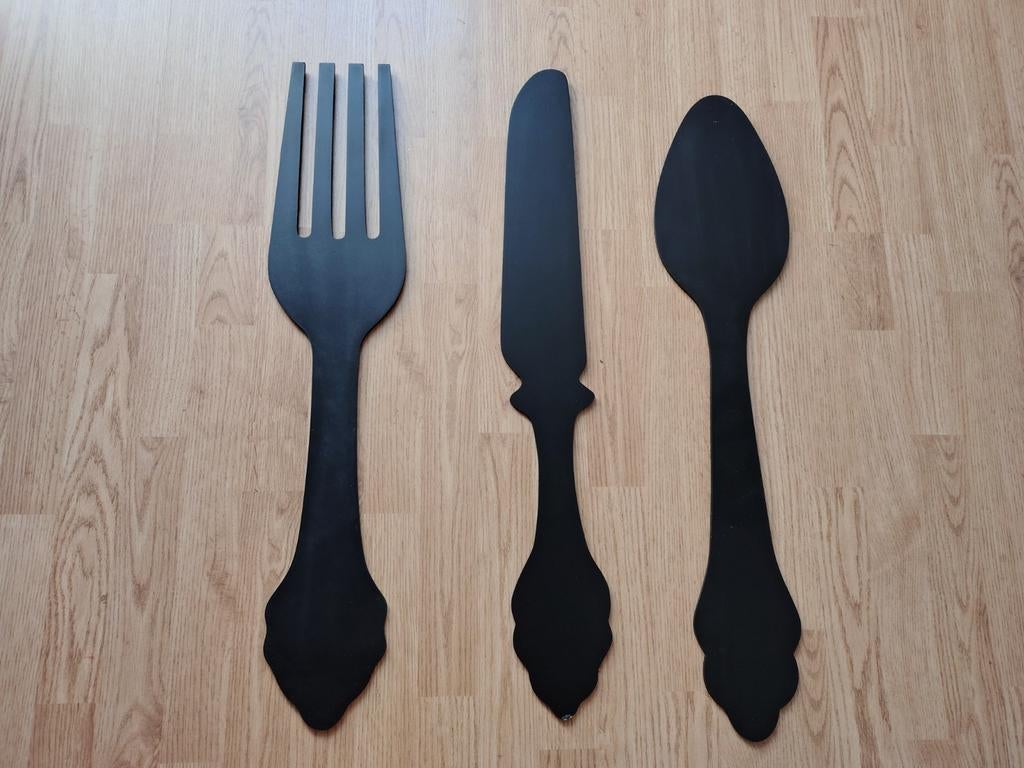 Wanddecoratie bestek, vork, mes en lepel, Ophalen, Zo goed als nieuw