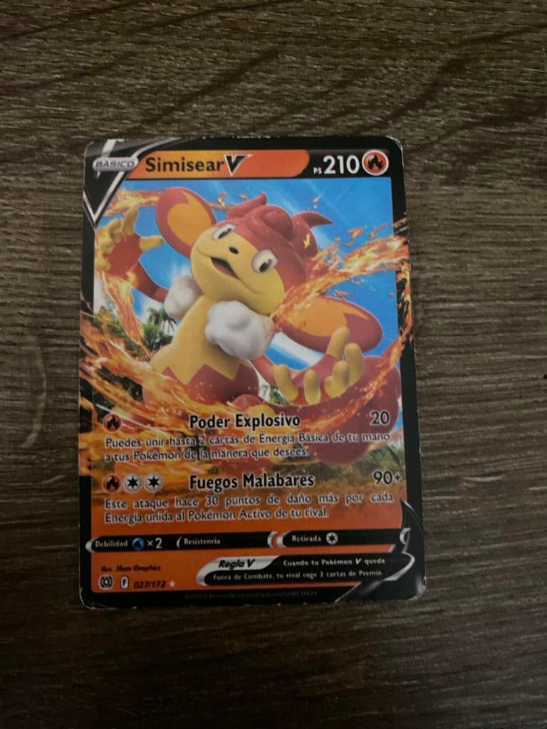 Pokémon Kaart Simisear V 027/172 Basico, Ophalen, Gebruikt, Losse kaart
