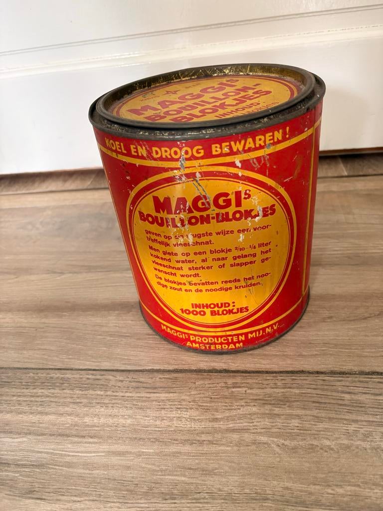 Vintage Maggi Bouillon-Blokjes Blik - Oud Verzamelobject, Verzamelen, Blikken, Ophalen of Verzenden, Gebruikt, Overige, Overige merken