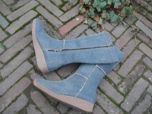 VINTAGE DRESSING NIEUWE BLAUWE PLATEAU LAARZEN MT 40, Hoge laarzen, Lazamani boots, Nieuw, Verzenden