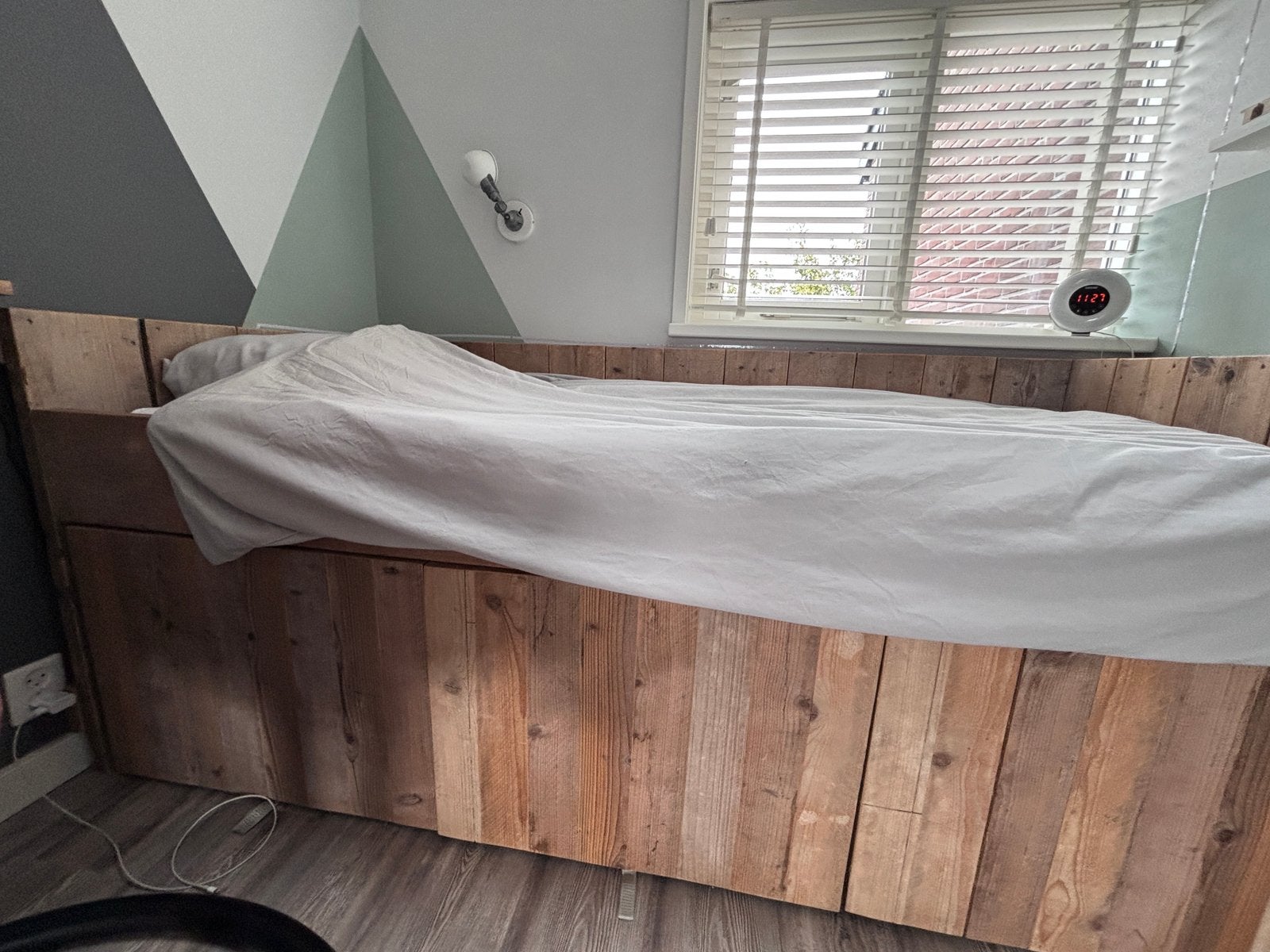 Steigerhout eenpersoons kajuit bed 90x200, Huis en Inrichting, Ophalen, 90 cm, Eenpersoons, 210 cm