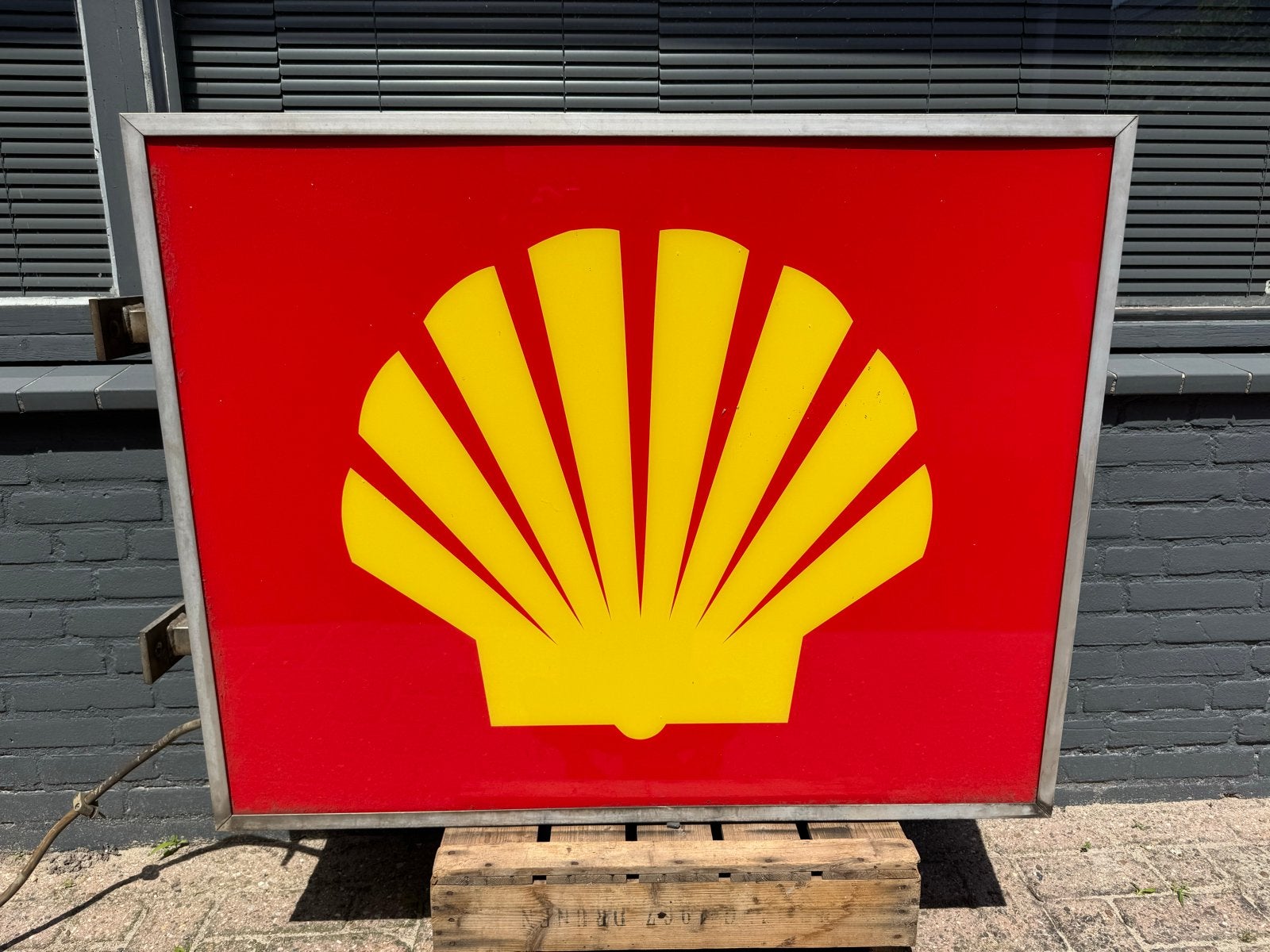 Vintage Shell Lichtbak - Groot Formaat Reclamebord, Ophalen, Gebruikt, ., Lichtbak of (neon) lamp