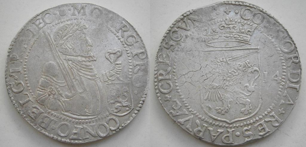Utrecht Rijksdaalder zilver 1614 - RRR -uiterst zeldzaam., Vóór koninkrijk, Zilver, Ophalen of Verzenden, Losse munt