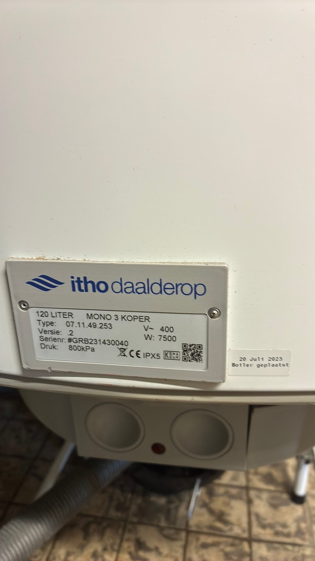 Boiler itho daalderop 120 liter mono 3 koper, Ophalen, 100 liter of meer, Terugslagbeveiliging (TTB), Boiler