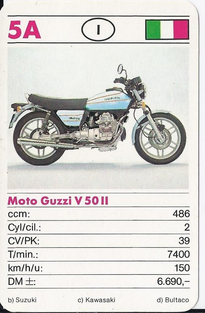 W50 motorkaartje - 5a - moto guzzi v 50 ll, Ophalen of Verzenden, Zo goed als nieuw, Auto's