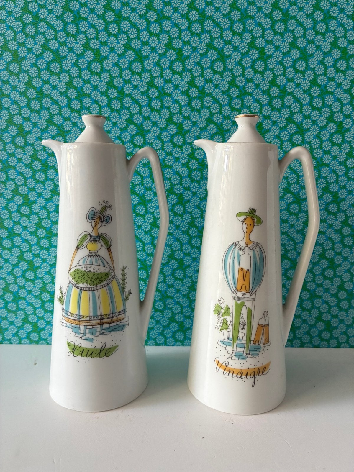 Vintage frans olie/azijn karaf setje, Huis en Inrichting, Keuken | Servies, Gebruikt, Overige merken, Overige typen, Vintage