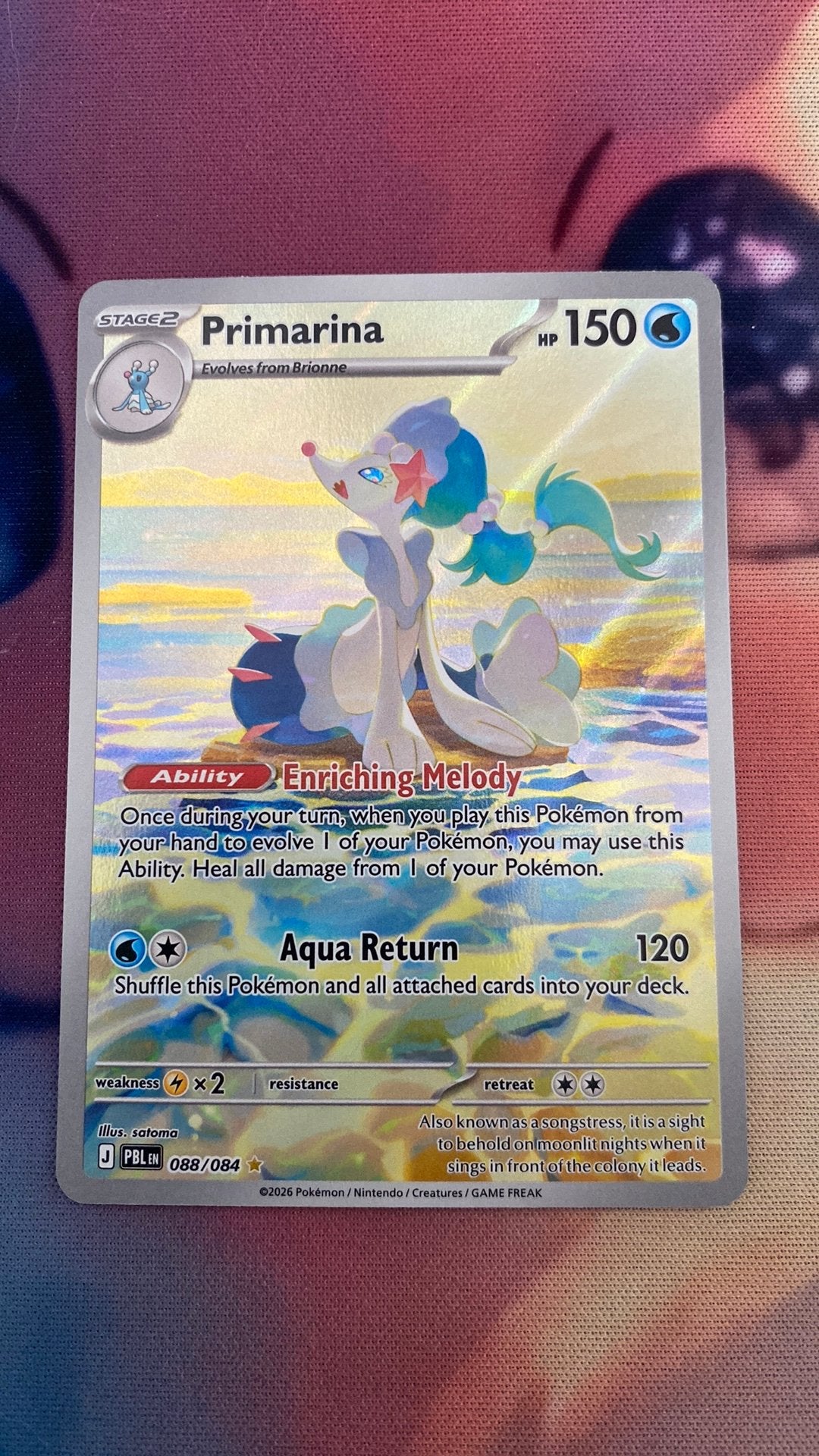 Primarina-Black Bolt-illustration rare, Ophalen of Verzenden, Zo goed als nieuw, Losse kaart