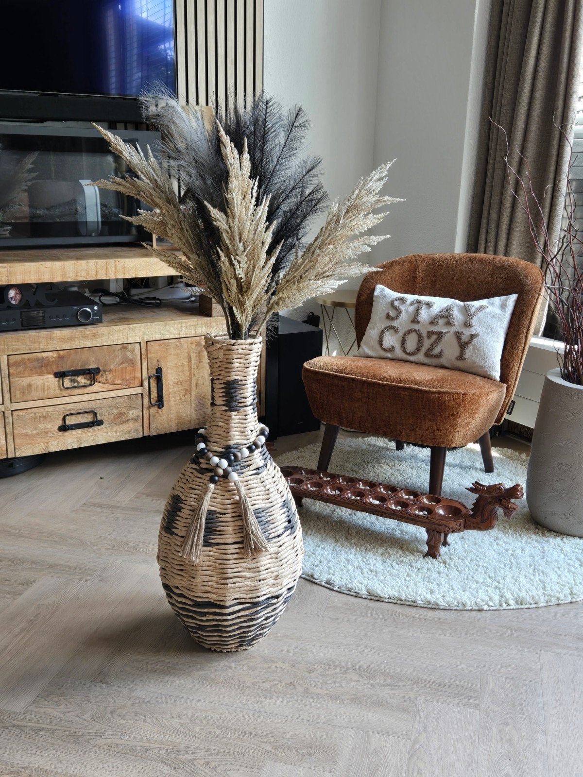 Compleet Rotan vaas 68x30 cm - Handgemaakt en stijlvol, Ophalen, Overige materialen, Overige kleuren, 50 tot 75 cm