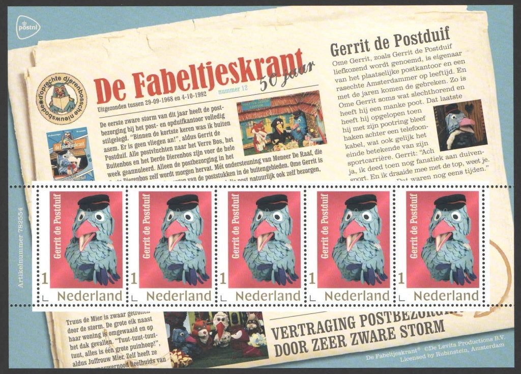 Postzegels De Fabeltjeskrant: Gerrit de Postduif, Ophalen of Verzenden, Na 1940, Postfris