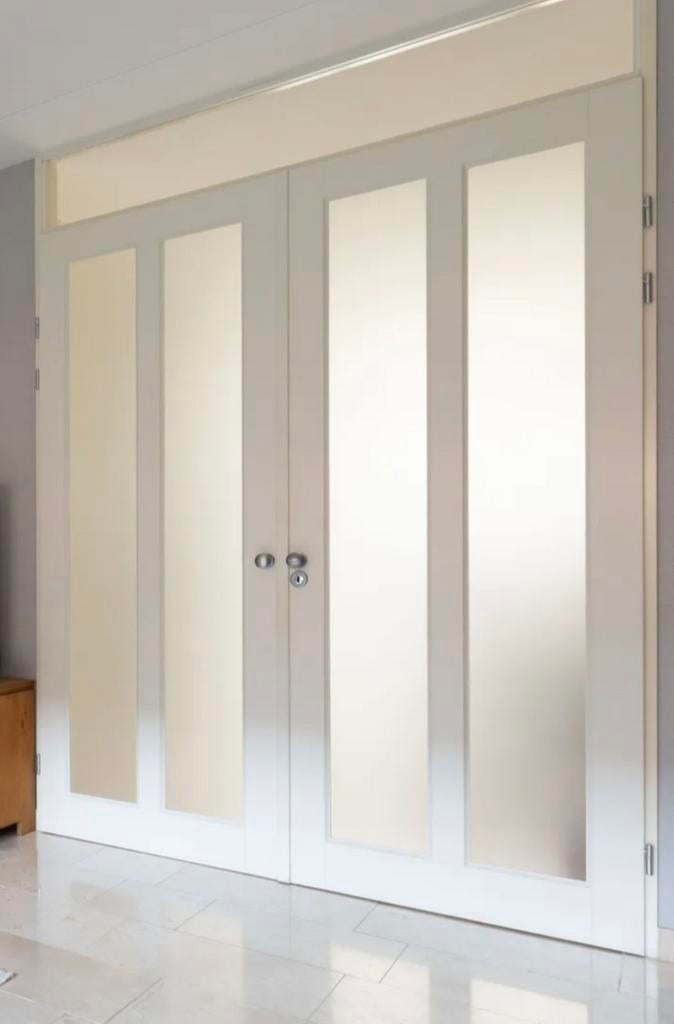 Openslaande deuren met melkglas, Ophalen, Gebruikt, 80 tot 100 cm, 215 cm of meer