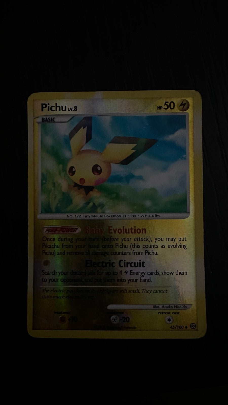 Pichu LV.8 Pokémon Kaart - Basis, HP 50, Ophalen of Verzenden, Gebruikt, Losse kaart