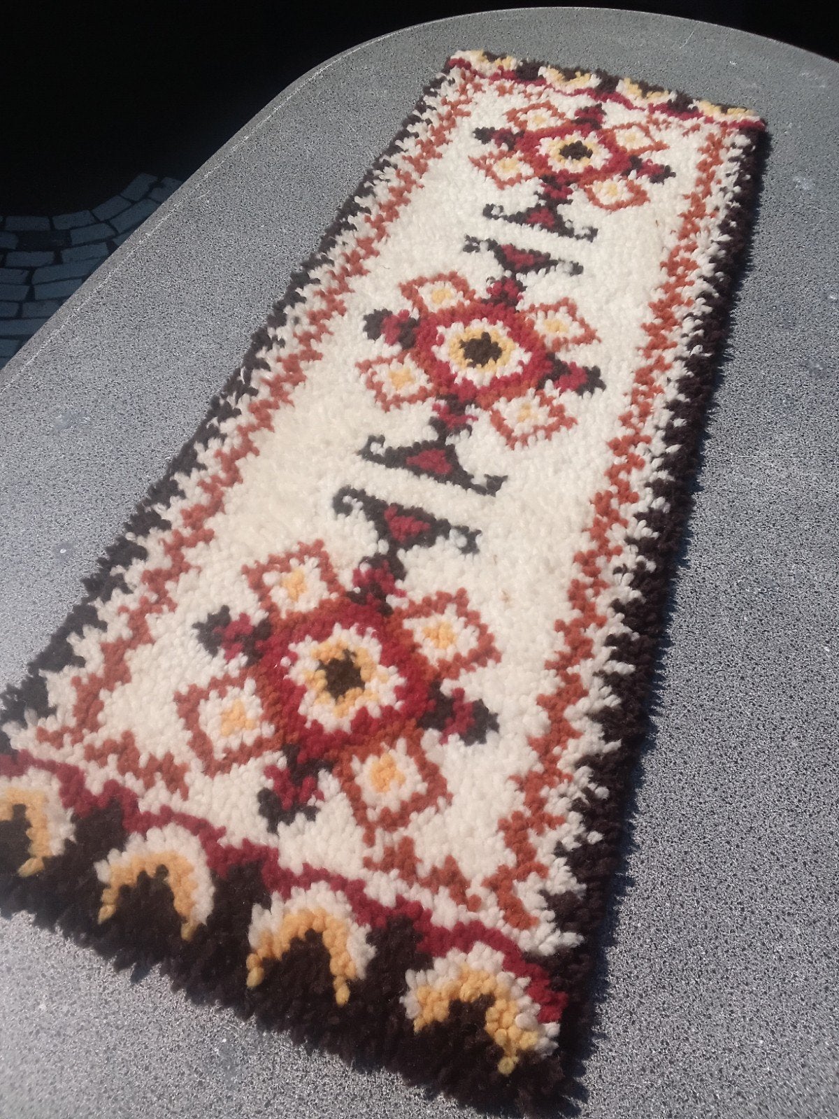 Smirna loper voor tafel of dressoir, handgeknoopt, Huis en Inrichting, Stoffering | Tapijten en Kleden, Minder dan 50 cm, Gebruikt