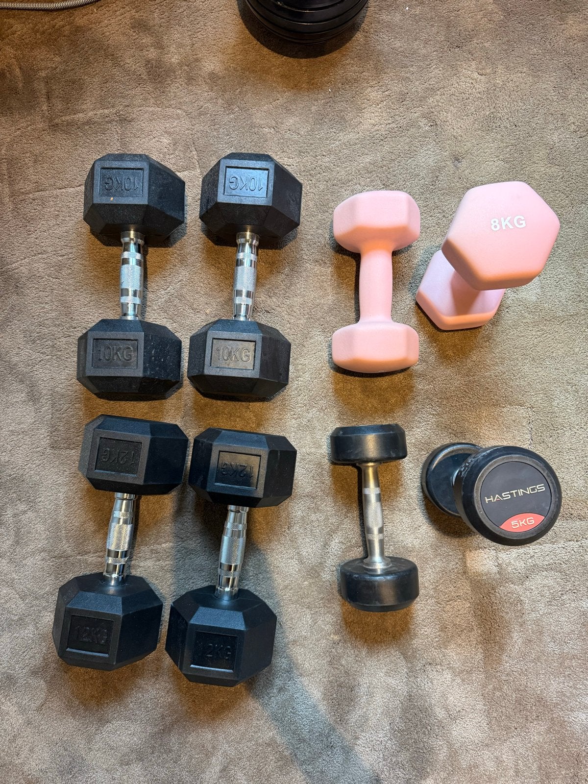 Dumbbell set 5, 8, 10 en 12 kg, Ophalen, Gebruikt, Armen, Dumbbell