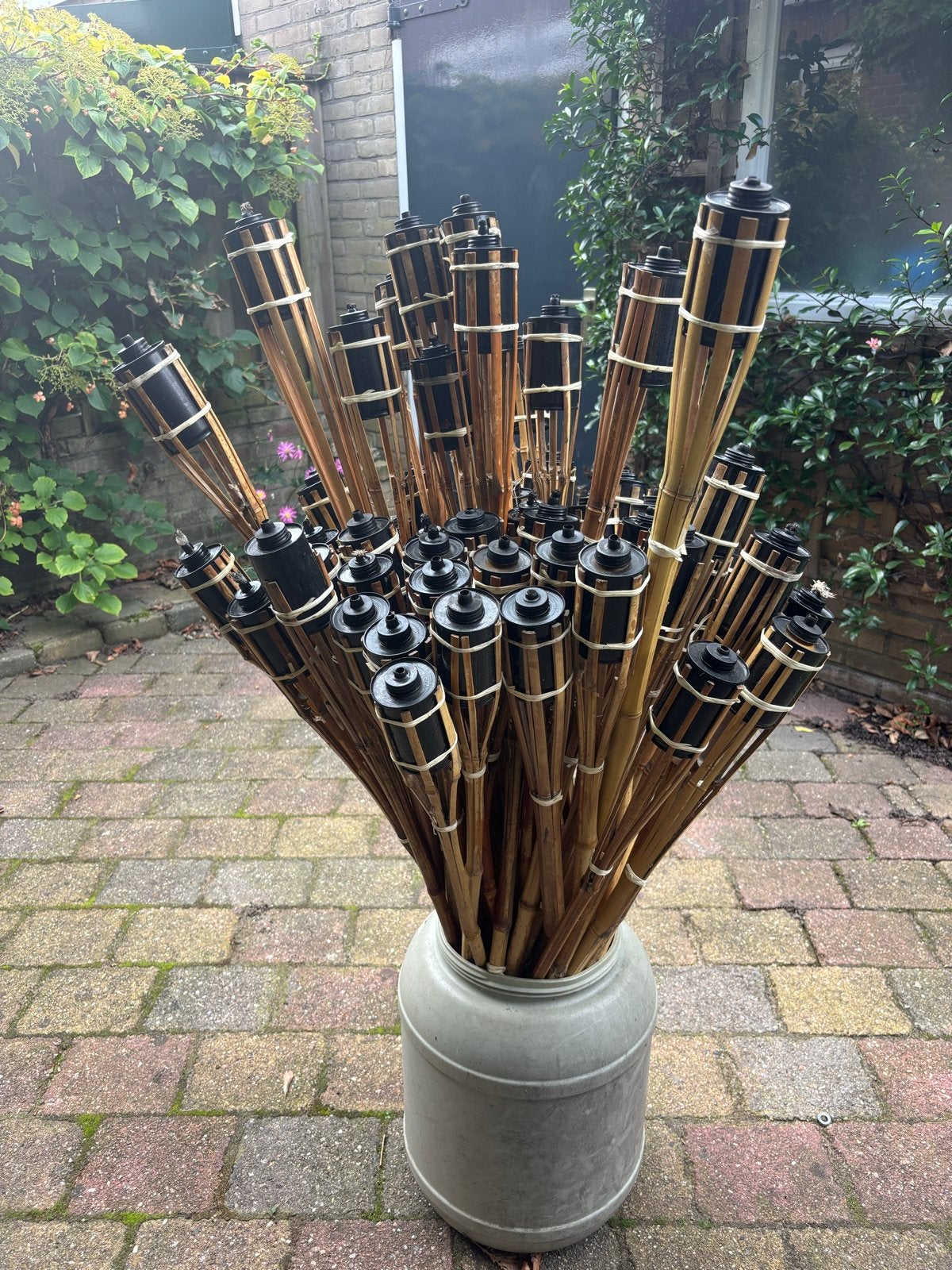 Bamboe tuinfakkels 60 stuks - sfeervolle verlichting, Ophalen, Gebruikt