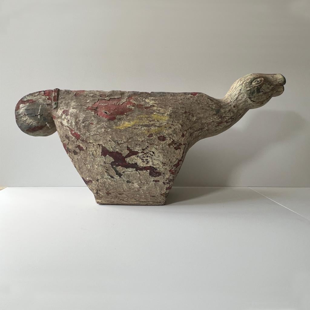 Uniek Museumstuk: Antieke Mythische Qilin/Makara Sculptuur, Ophalen, Overige onderwerpen, 50 - 100 cm, Handgemaakt