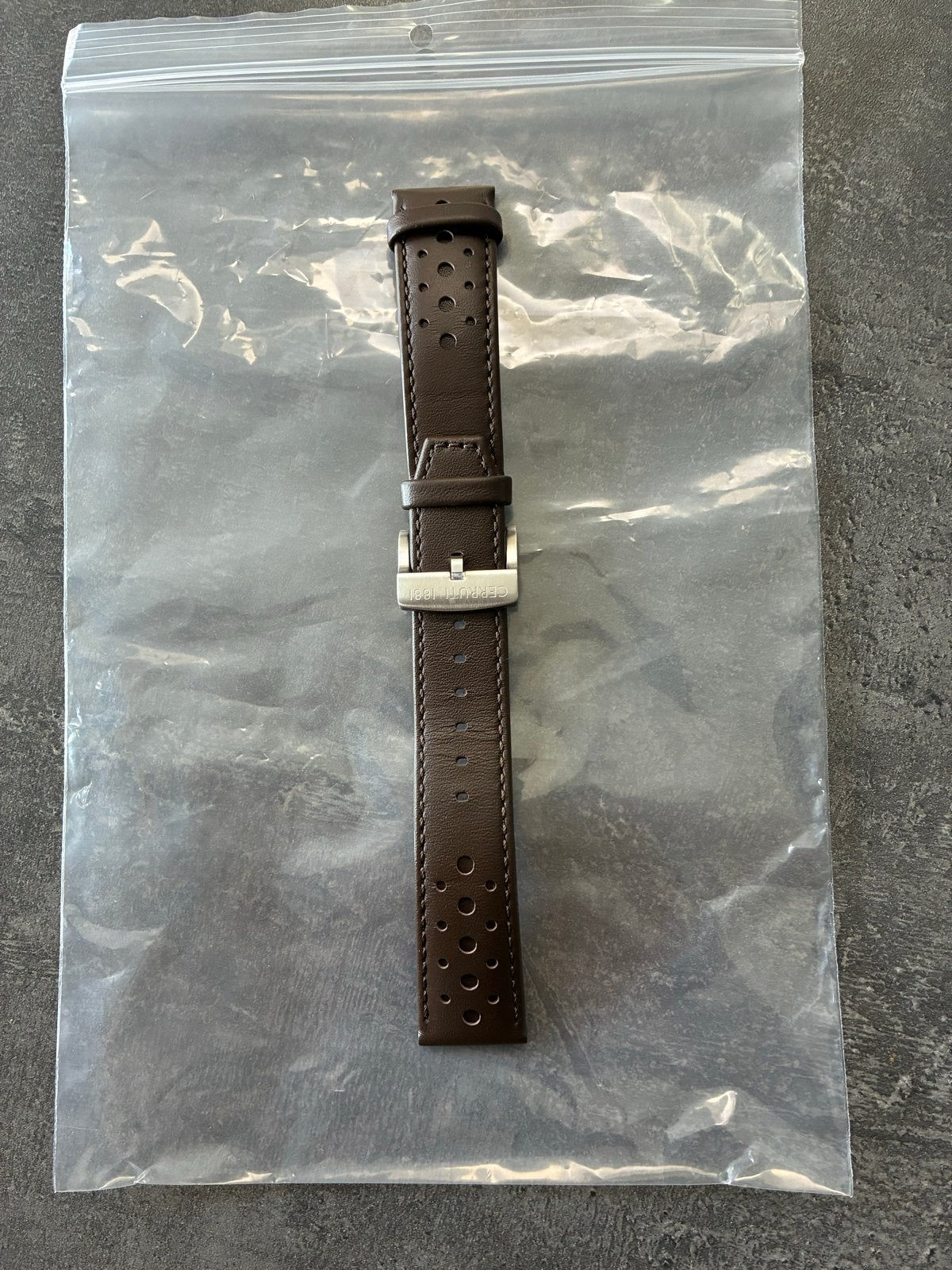 Cerruti 1881 horlogebandje leer bruin 22mm, Ophalen of Verzenden, Nieuw, Leer, Overige merken