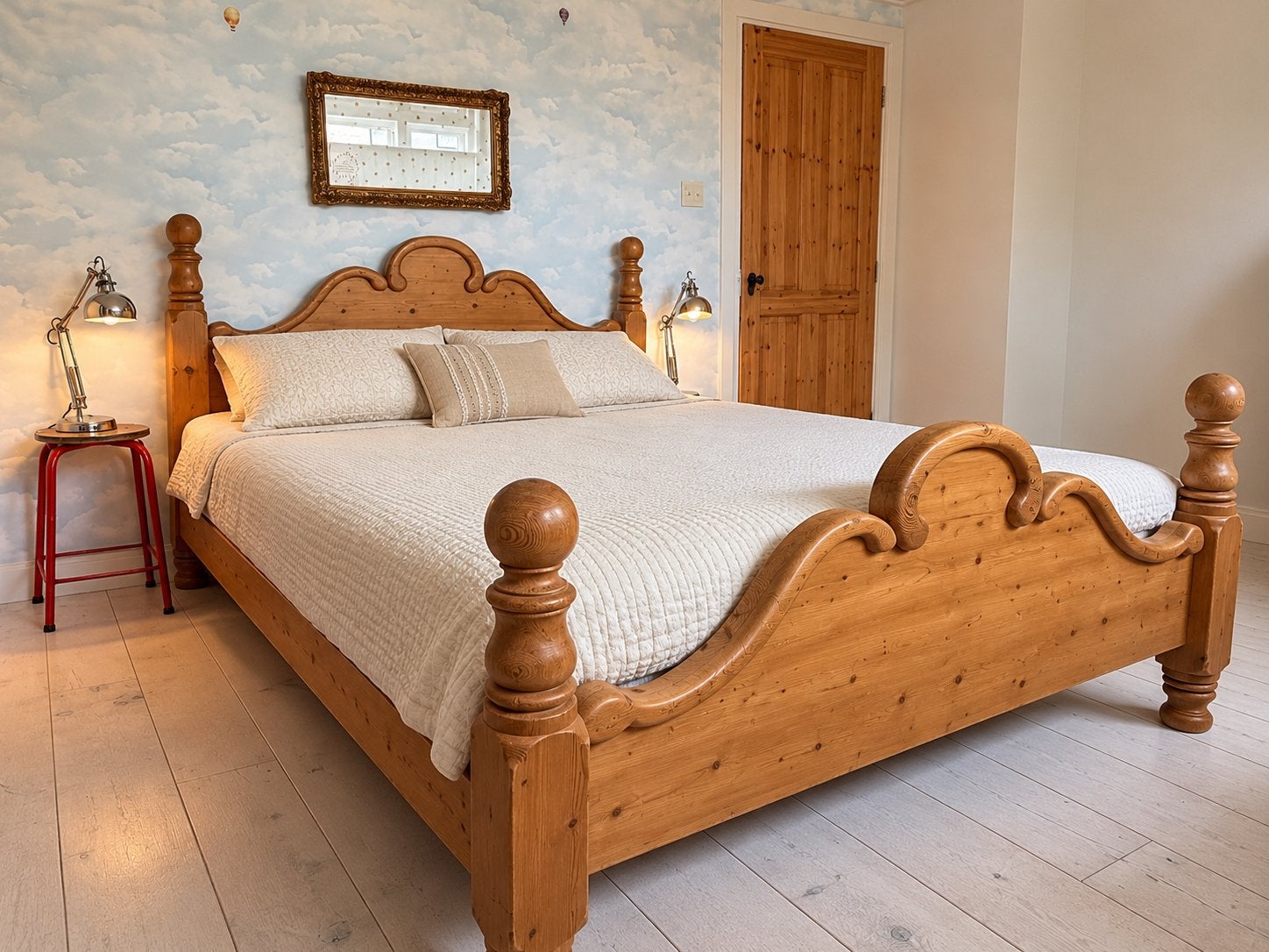 Uniek grenen bed, met karakter! 160x200, Ophalen, Zo goed als nieuw, Tweepersoons