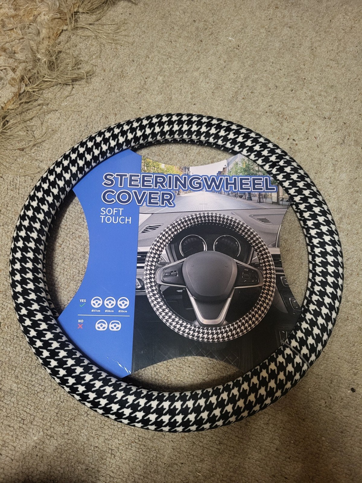 Stuurhoes Zwart-Wit Houndstooth Patroon - Soft Touch, Auto diversen, Ophalen of Verzenden, Nieuw