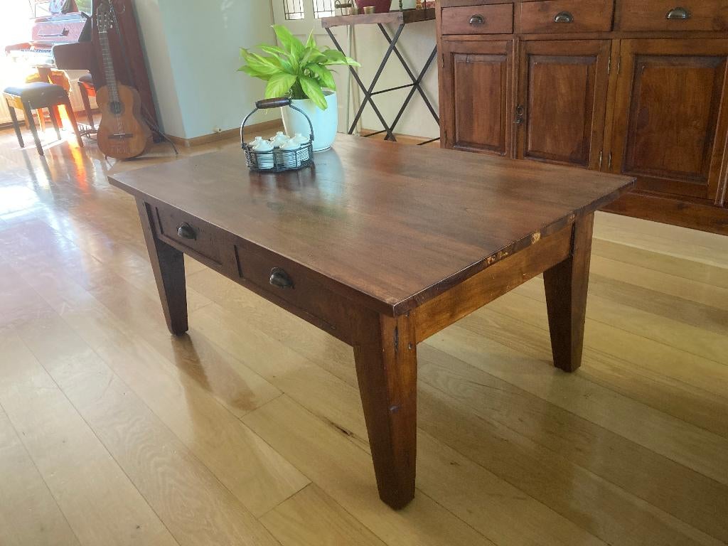 Salontafel van teakhout, Huis en Inrichting, Tafels | Salontafels, Ophalen, Gebruikt, 100 tot 150 cm, Teakhout