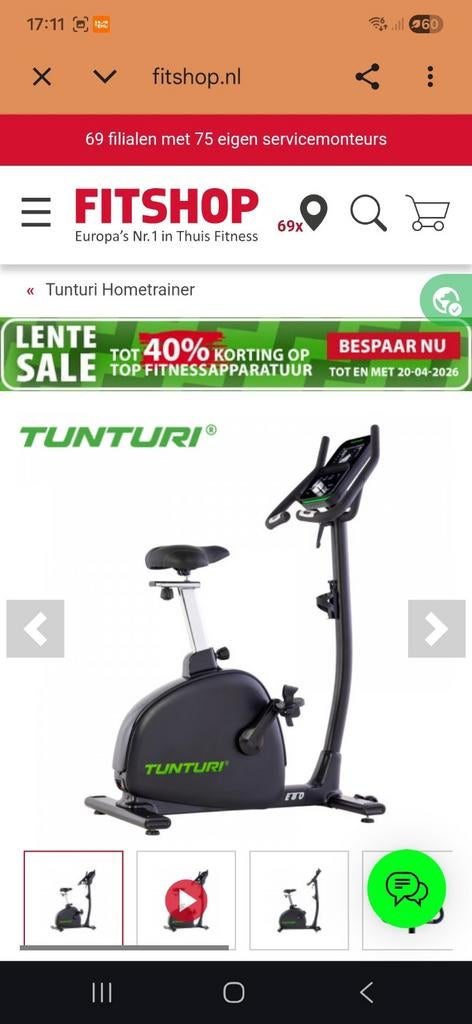 Hometrainer Tunturi E80, Ophalen, Zo goed als nieuw, Hometrainer