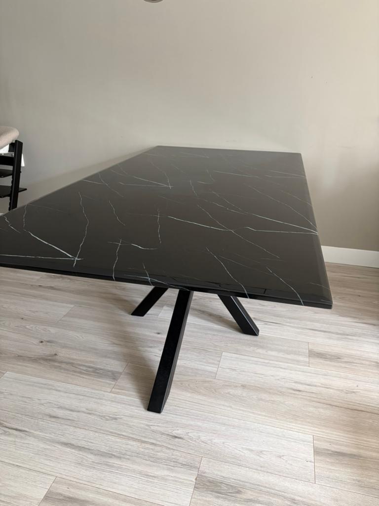 Marmer eettafel, Huis en Inrichting, Tafels | Eettafels, Ophalen, 200 cm of meer, 50 tot 100 cm, Zo goed als nieuw