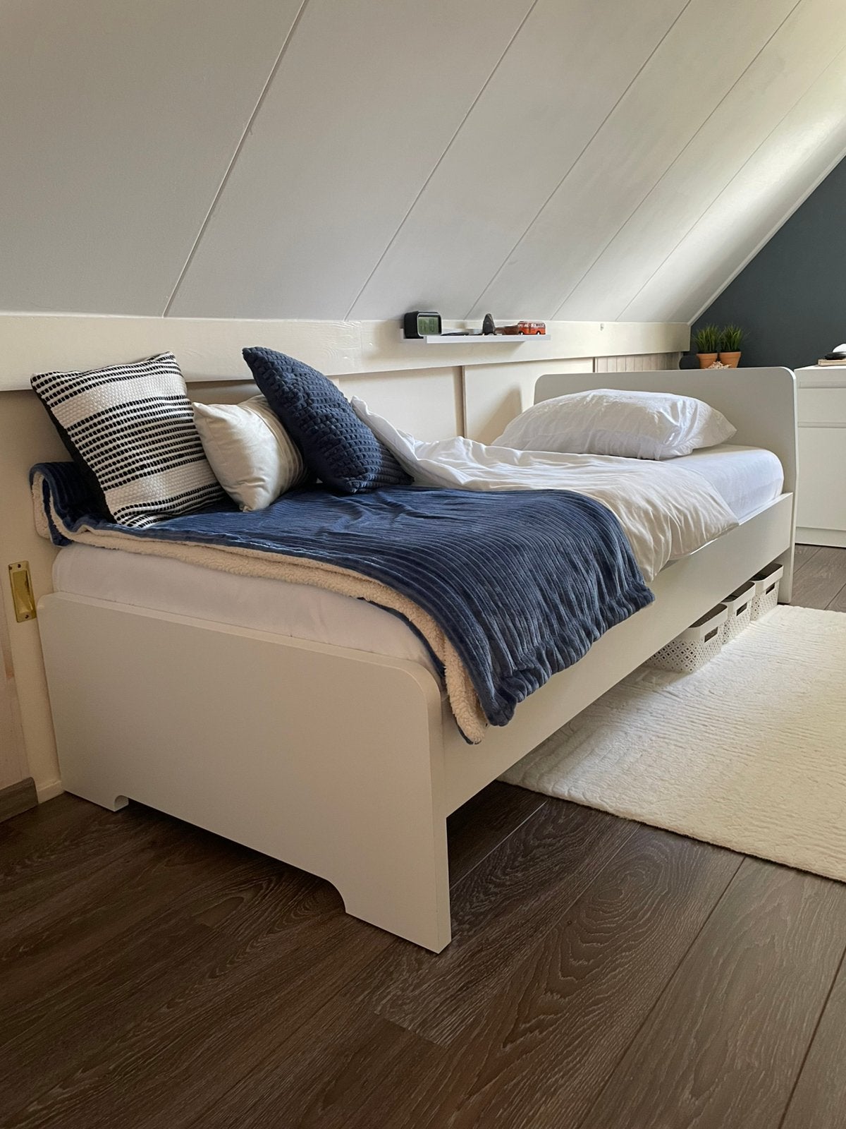 Bed 90x 200, Gebruikt, 90 cm, Eenpersoons, Wit