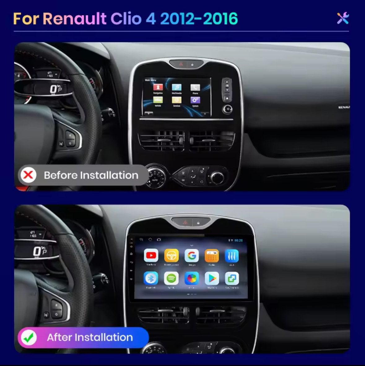 Renault Clio Android scherm - Inclusief inbouw mogelijkheid, Auto diversen, Autoradio's, Ophalen of Verzenden, Nieuw