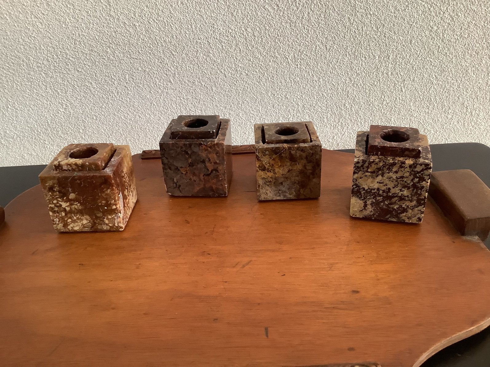 Marmeren kubus kandelaars, Ophalen of Verzenden, Zo goed als nieuw, Kaars