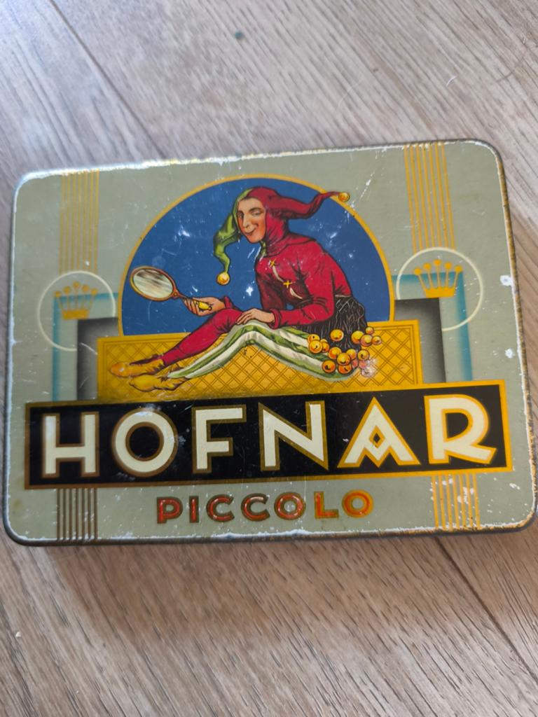 Vintage Hofnar Piccolo sigarenblikje - in nette staat, Verzamelen, Blikken, Ophalen of Verzenden, Gebruikt, Overige, Overige merken