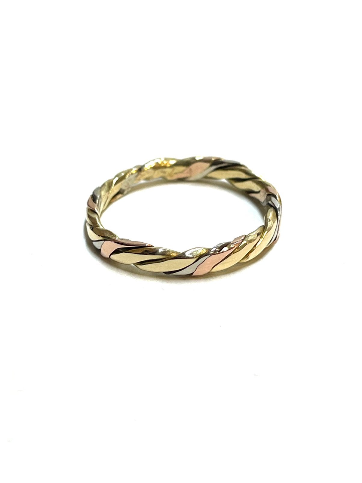 14k geel, rosé en witgouden ring, -, -, Ophalen of Verzenden, -
