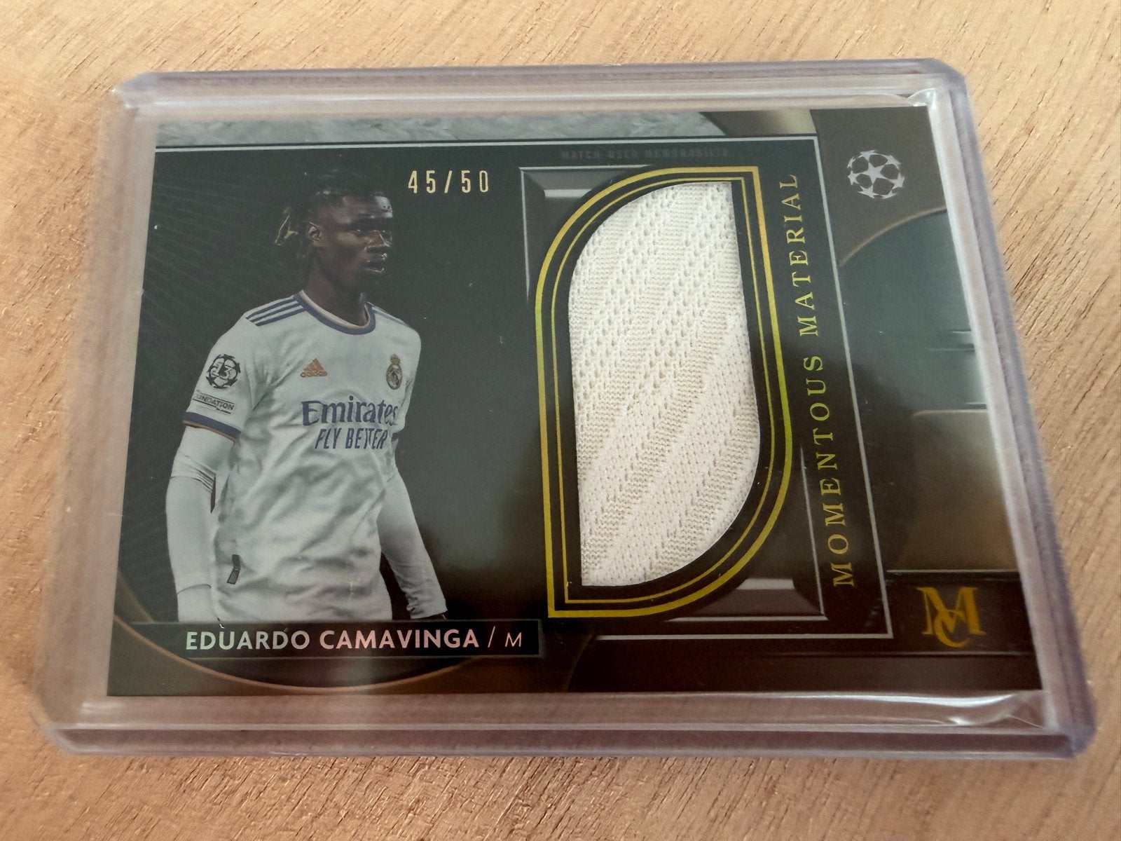 Eduardo Camavinga Topps Relic Kaart Real Madrid 45/50, Ophalen of Verzenden, Zo goed als nieuw, Buitenlandse clubs, Spelerskaart