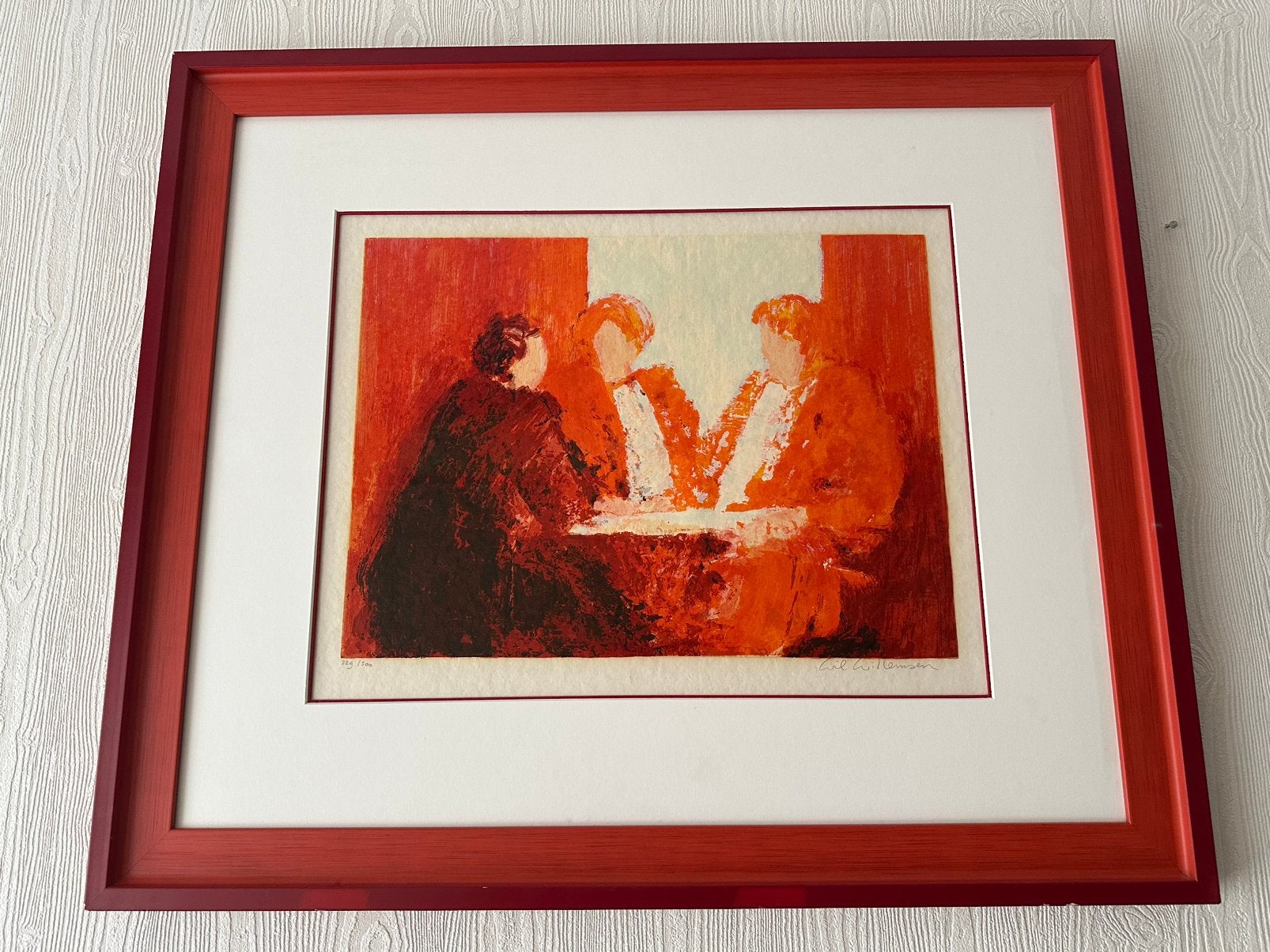 Mooie gesigneerd zeefdruk Wil Willemsen Ingelijst (229/500), Gesigneerd, Ophalen, Abstract