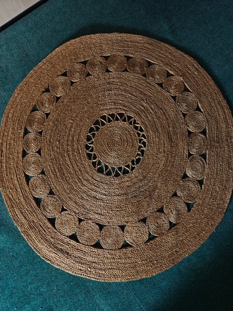 Vloerkleed jute rond, Ophalen, Beige, Rond, Zo goed als nieuw