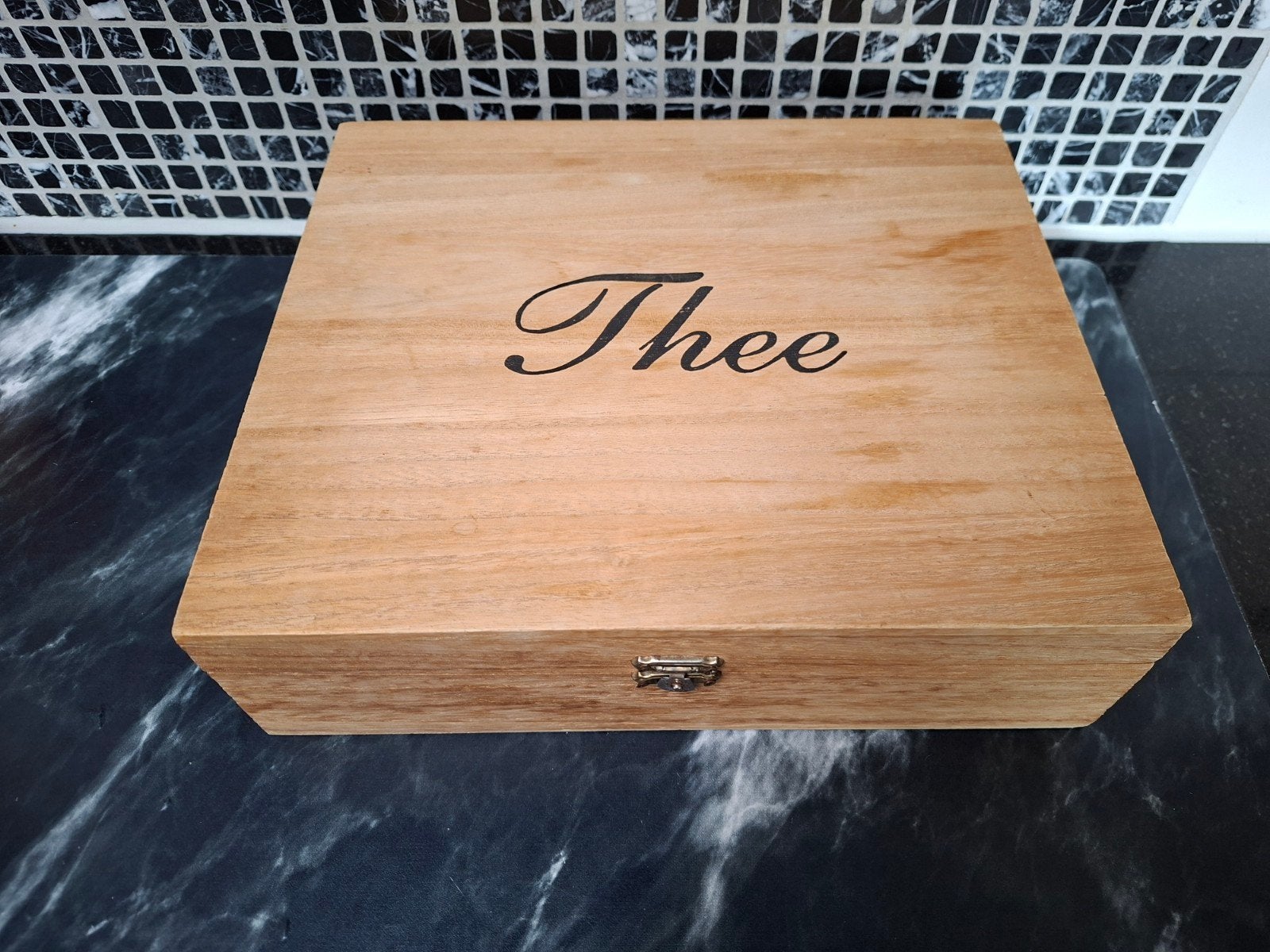 Houten theedoos met 8 vakken, Hout, Gebruikt, Ophalen of Verzenden, Modern
