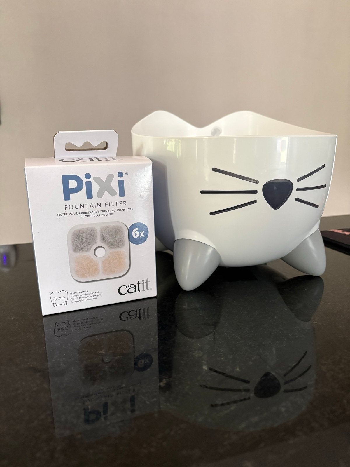 Catit PIXI Drinkfontein ZGAN + 6 filters, Ophalen, Zo goed als nieuw